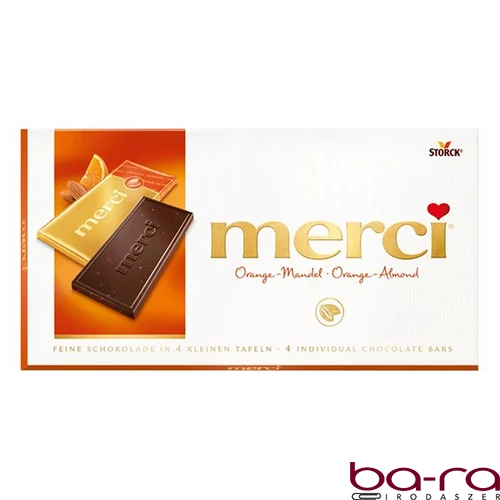 Csokoládé MERCI Narancsos-Manulás 70% étcsokoládés 100 g