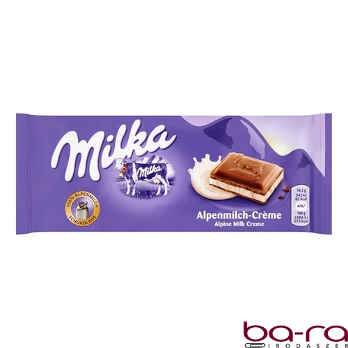 Csokoládé MILKA Alpesi töltött tejcsokoládés 100 g