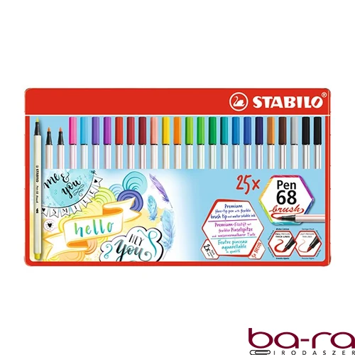 Ecsetfilc STABILO Pen 68 Brush 25  darabos fémdobozban