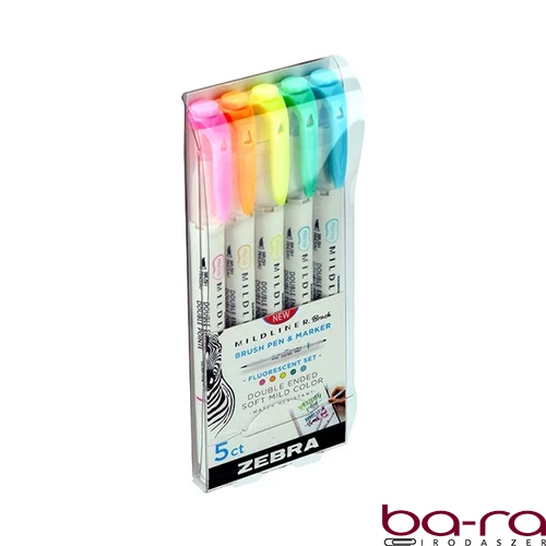 Ecsetfilc kétvégű ZEBRA Mildliner Fluorescent 5 darabos
