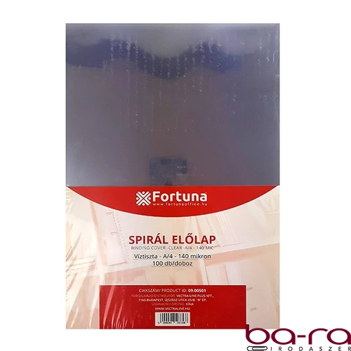 Előlap FORTUNA A/4 víztiszta 140 mikron 100/dob