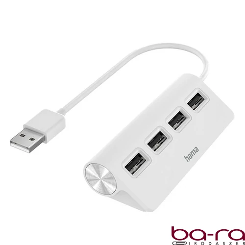 Elosztó HUB HAMA USB 2.0 + 4xUSB 2.0 fehér