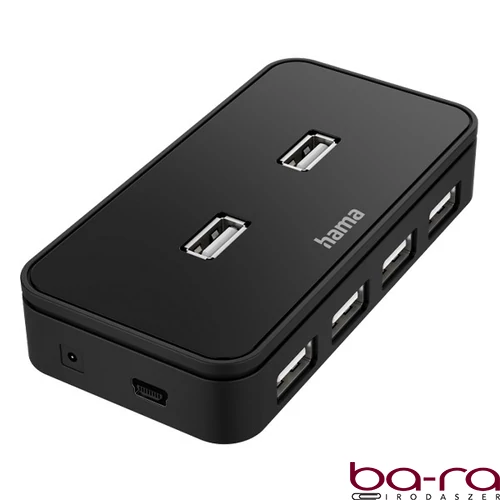 Elosztó HUB HAMA USB 2.0 + 7xUSB 2.0 + tápegység
