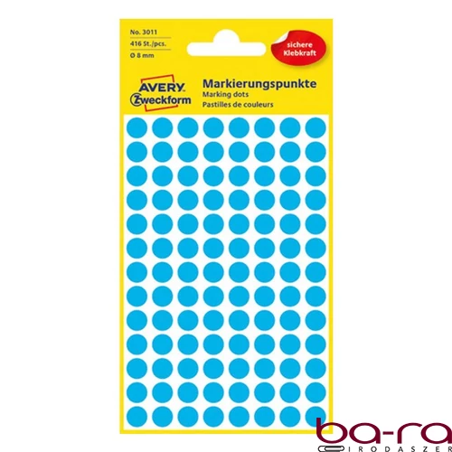Etikett AVERY 3011 jelölőpont 8mm kék 416 darabos