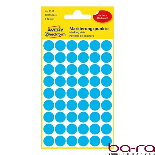 Etikett AVERY 3142 jelölőpont 12mm kék 270 darabos