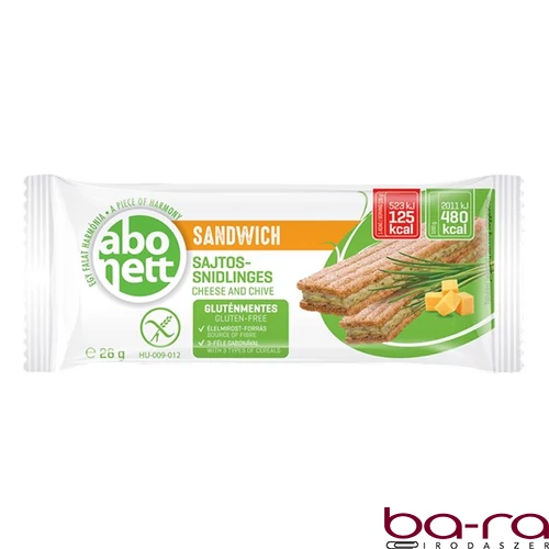 Extrudált kenyér ABONETT Sandwich gluténmentes sajttal és snidlinggel 26 g