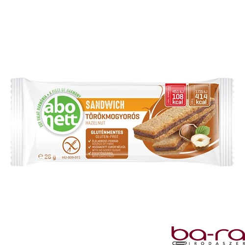 Extrudált kenyér ABONETT Sandwich gluténmentes törökmogyoróval 26 g