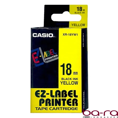 Feliratozó szalag CASIO XR-18YW1 18mmx8m sárgán fekete