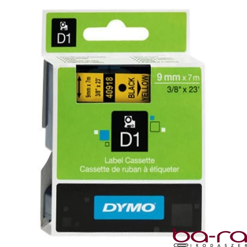 Feliratozó szalag DYMO D1 9mm x 7m sárga alapon fekete írásszín