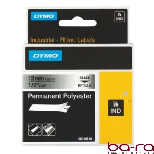 Feliratozó szalag DYMO ID1 12mm x 5,5m poliészter metál alapon fekete írásszín