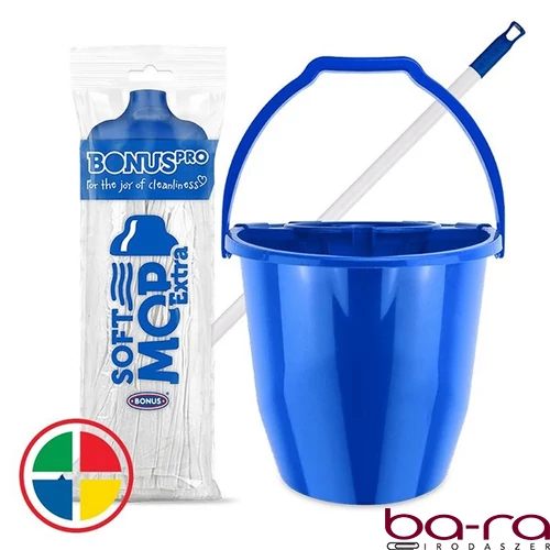 Felmosó szett BONUS extra vödör 11L+ 120cm nyél + softmop pótfej kék