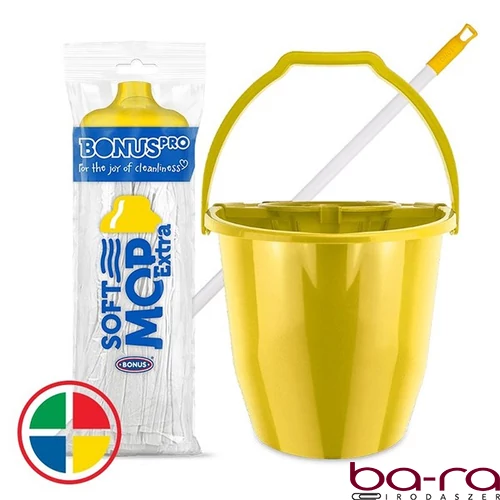 Felmosó szett BONUS extra vödör 11L+ 120cm nyél + softmop pótfej sárga