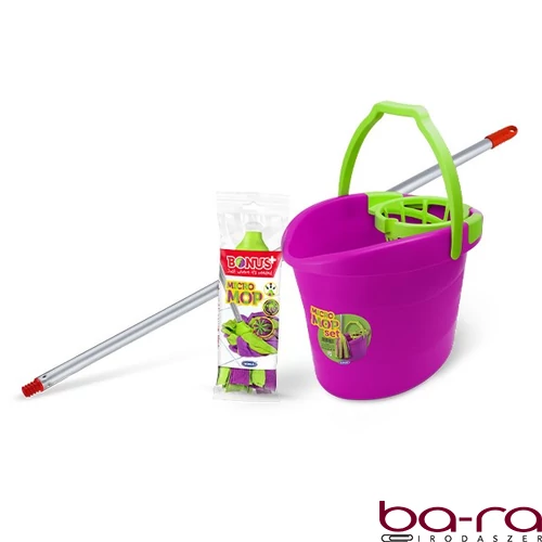 Felmosó szett BONUS lila-zöld vödör 18L+130cm alukróm nyél + micromop pótfej