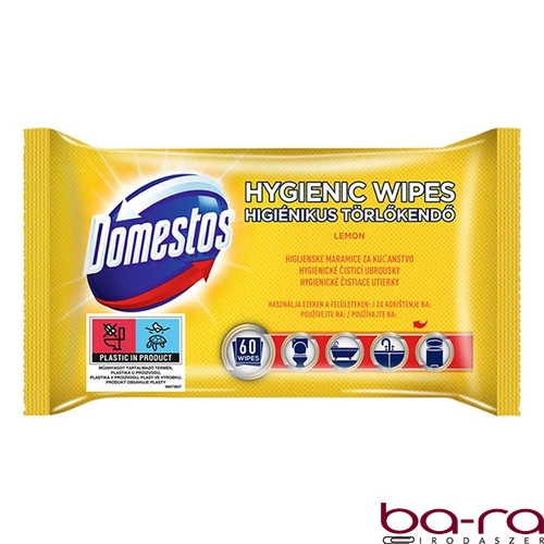 Fertőtlenítő törlőkendő DOMESTOS Lemon 60db