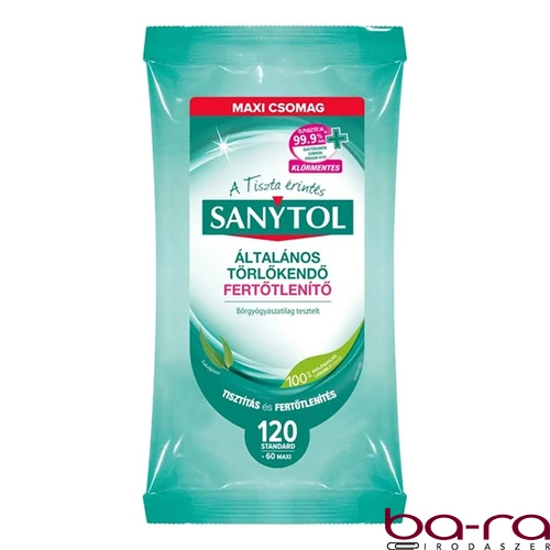 Fertőtlenítő törlőkendő SANYTOL 120 darabos