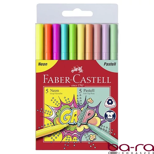 Filctoll FABER-CASTELL Grip neon/pasztell 10 darabos