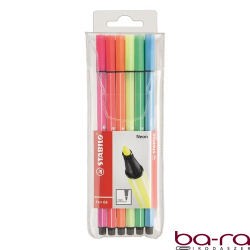 Filctoll STABILO Pen 68 neon 6 darabos