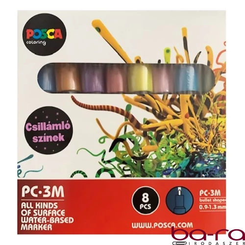 Filctoll UNI Posca PC-3M csillám színek 8 darabos