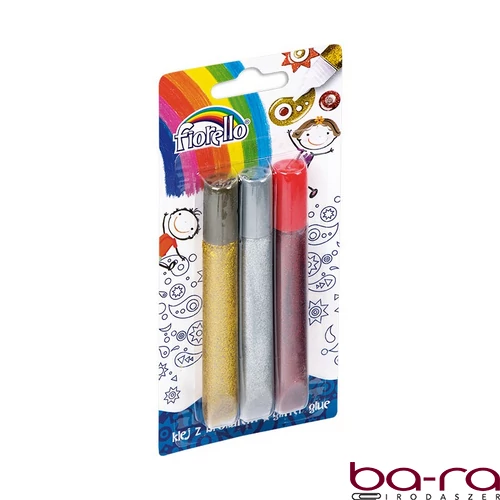 Ragasztó folyékony FIORELLO GR-BK13B3 glitteres 3x13 ml arany ezüst piros