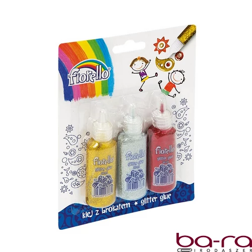 Ragasztó folyékony FIORELLO GR-BK20B3 glitteres 3x20 ml arany ezüst piros
