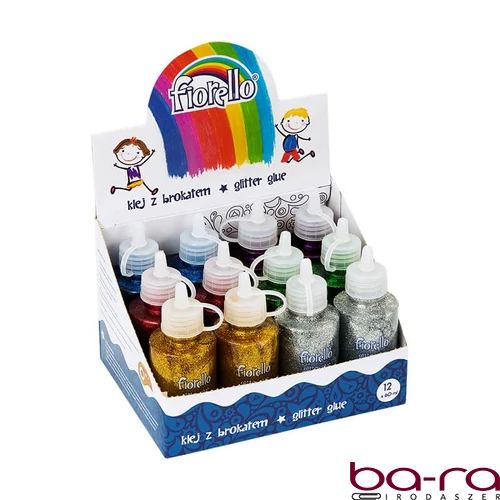 Ragasztó folyékony FIORELLO GR-BK60D12 glitteres 60ml 12 darabos display vegyes színek