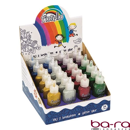 Ragasztó folyékony display FIORELLO GR-BK20D24 glitteres 20ml 24 darabos vegyes színek
