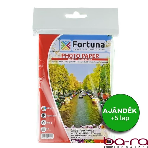 Fotópapír FORTUNA 10x15 inkjet fényes 255 g 50 íves
