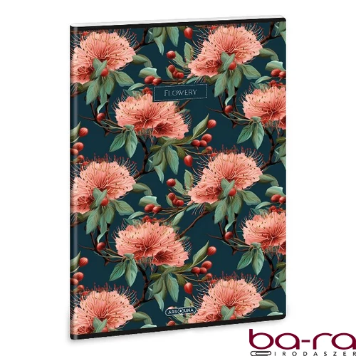 Füzet vonalas ARS UNA A/4 40 lapos Extra kapcsos Flowery Green