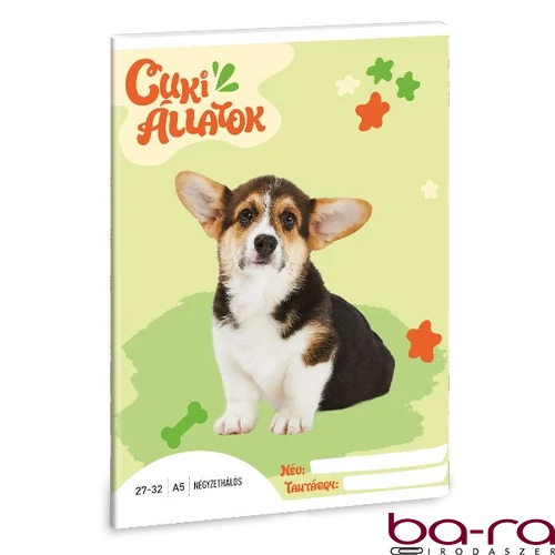 Füzet kockás ARS UNA A/5 32 lapos 27-32 Cuki-Welsh corgi