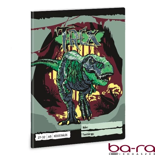 Füzet ARS UNA A/5 32 lapos kockás 27-32 T-Rex