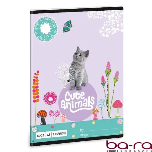Füzet ARS UNA A/5 32 lapos vonalas 14-32 I. osztályos Cute Animals-Kitten