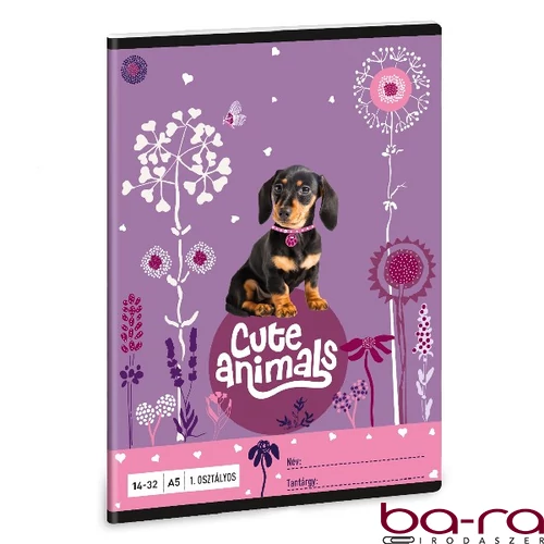 Füzet ARS UNA A/5 32 lapos vonalas 14-32 I. osztályos Cute Animals-Puppy