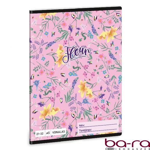 Füzet ARS UNA A/5 32 lapos vonalas 21-32 Fleur