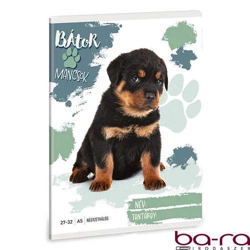 Füzet kockás ARS UNA A/5 32 lapos 27-32 Bátor mancsok-Rottweiler