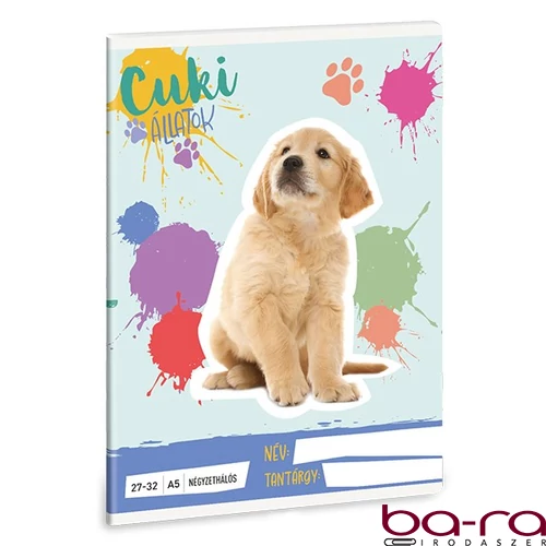 Füzet kockás ARS UNA A/5 32 lapos 27-32 Cuki-Golden Retriever