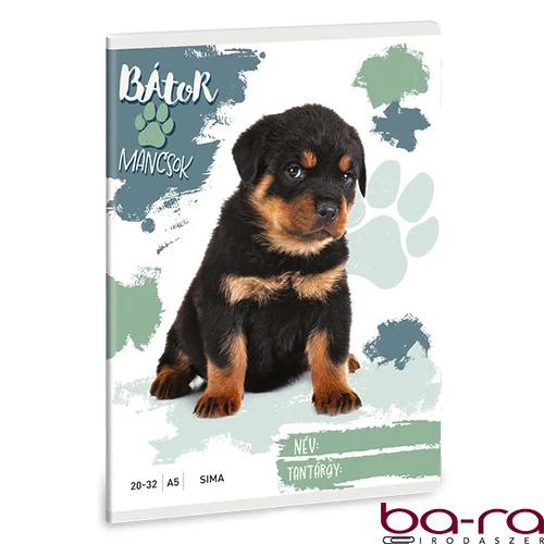 Füzet sima ARS UNA A/5 32 lapos 20-32 Bátor mancsok-Rottweiler