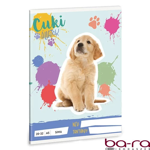 Füzet sima ARS UNA A/5 32 lapos 20-32 Cuki-Golden Retriever