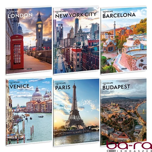Füzet vonalas ARS UNA A/4 40 lapos Extra kapcsos Cityscape