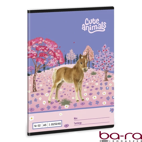 Füzet vonalas ARS UNA A/5 32 lapos 16-32 2.osztályos Cute Animals-Horse
