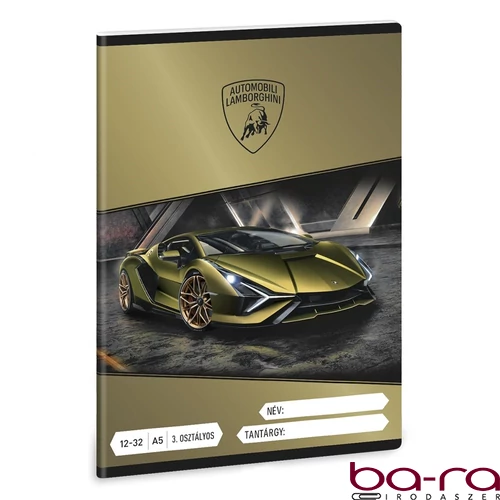 Füzet vonalas ARS UNA A/5 32 lapos 12-32 3.osztályos Lamborghini 5523
