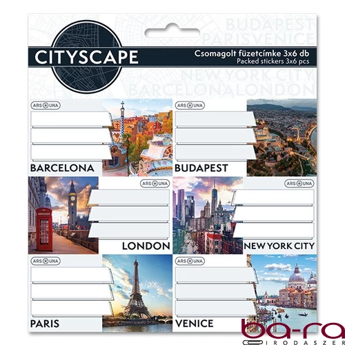 Füzetcímke ARS UNA 18 darabos Cityscape