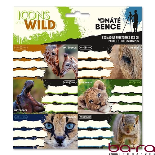 Füzetcímke ARS UNA 18 darabos Icons of the Wild