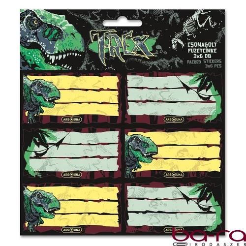 Füzetcímke ARS UNA 18 darabos T-Rex