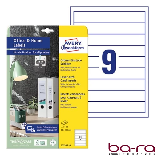 Gerinc címke AVERY C32266-10 30x190mm 90 címke/doboz 10 ív/doboz