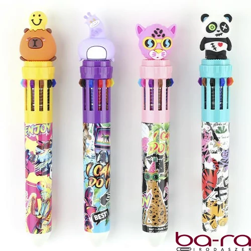 Golyóstoll NEBULO 0,7 mm 10 színű Funny Animals