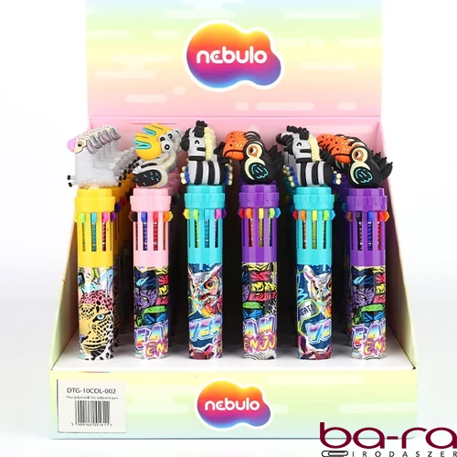 Golyóstoll NEBULO 0,7 mm 10 színű Safari