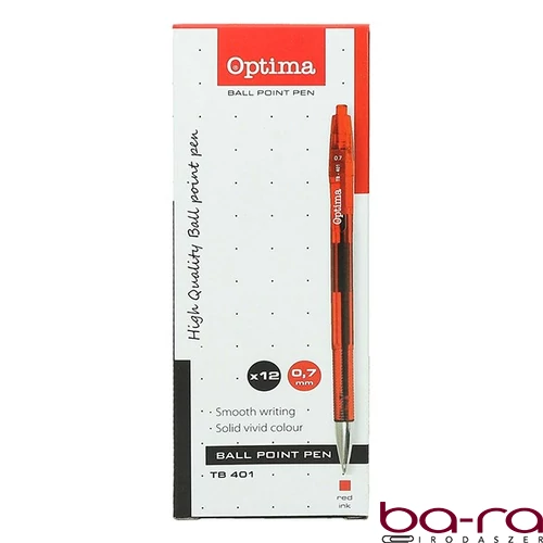 Golyóstoll OPTIMA nyomógombos TB 401 0,7 mm piros
