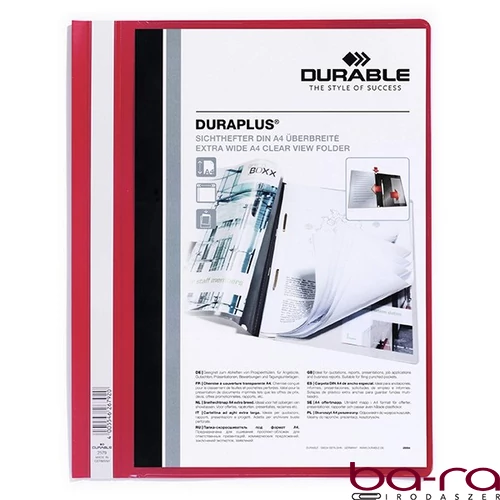 Gyorsfűző DURABLE Duraplus A/4 széles panorámás piros