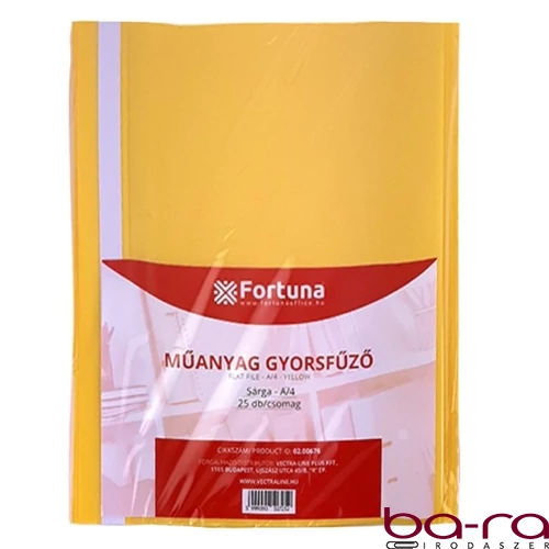 Gyorsfűző FORTUNA műanyag sárga 25 darabos