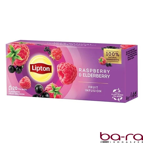 Gyümölcstea LIPTON Málna-Bodza 20 filter/doboz
